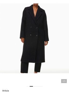 NWT  Aritzia Babaton Black / grey SLOUCH Double-Breasted Long Wool Coat